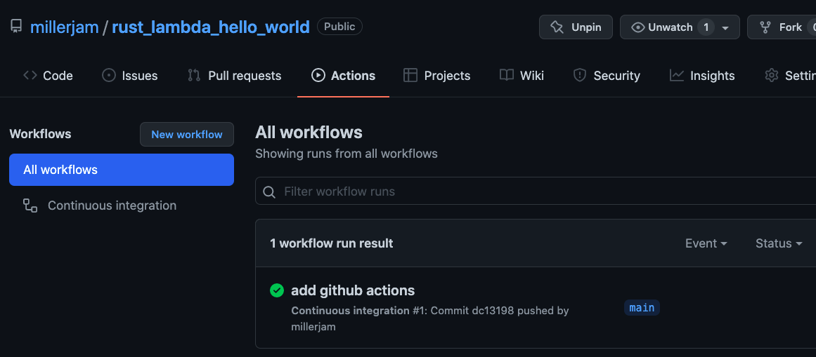 GitHub Action Passing